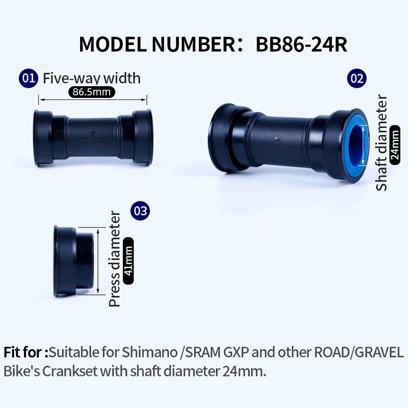 SENICX Pressfit BB86 24mm Shaft - Suitable for Shimano / SRAM GXP - Ceramic Bottom Bracket