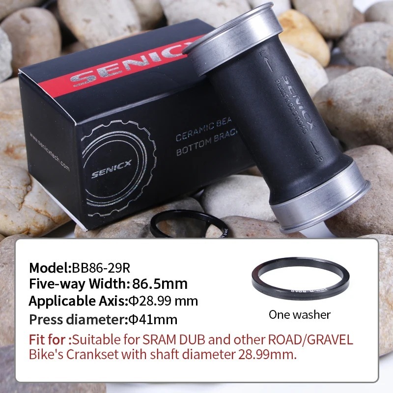 SENICX BB86 DUB Bottom Bracket Press Fit 41mm Ceramic - Suitable for SRAM DUB 28.99mm Axis