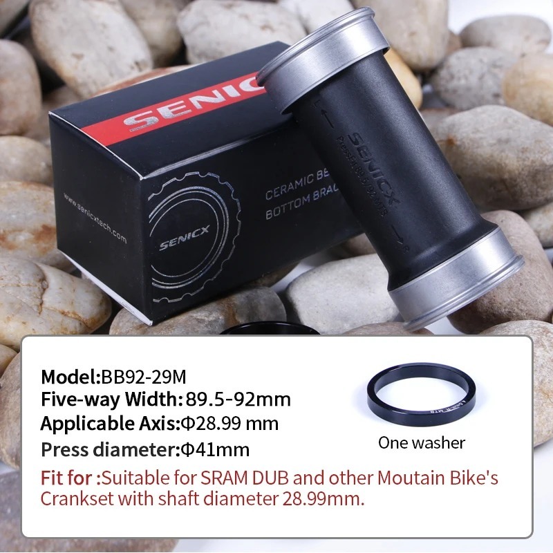 SENICX Mountain Bike Ceramic Bottom Bracket Suitable for SRAM DUB 28.99mm Axis Mtb Crankset Bicycle Center Shaft Press Fit BB92