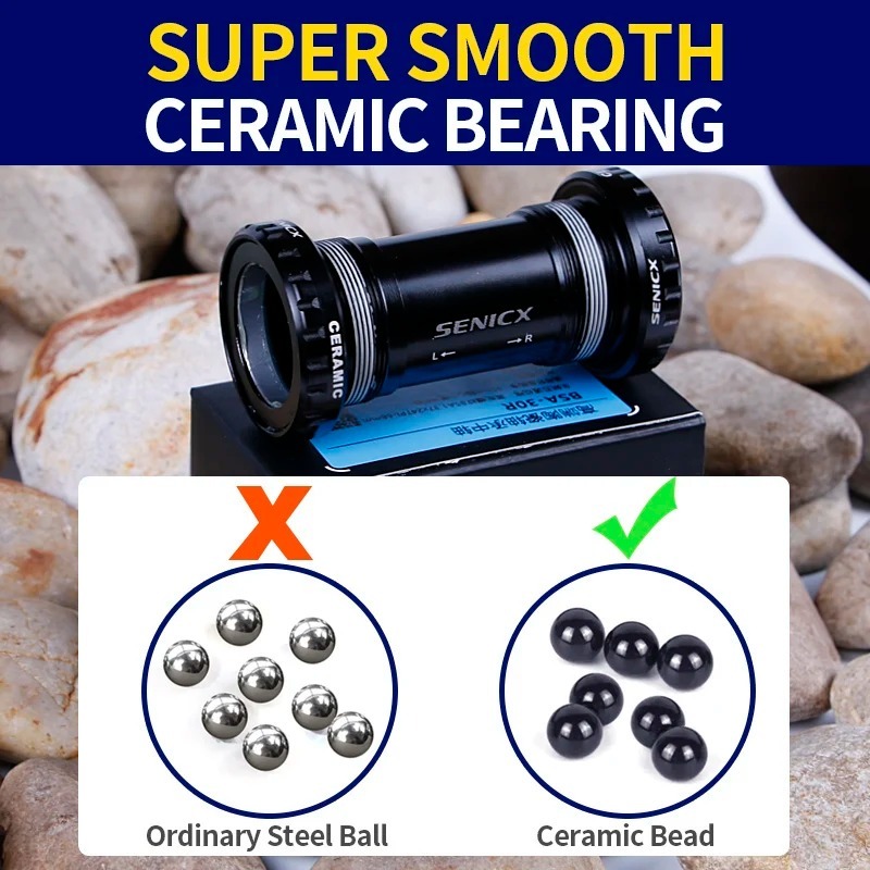 SENICX BSA30 Bottom Bracket Ceramic Bearing BB for 68mm Road Bicycle Suitable for SRAM Crankset Universal Bike Central Movement