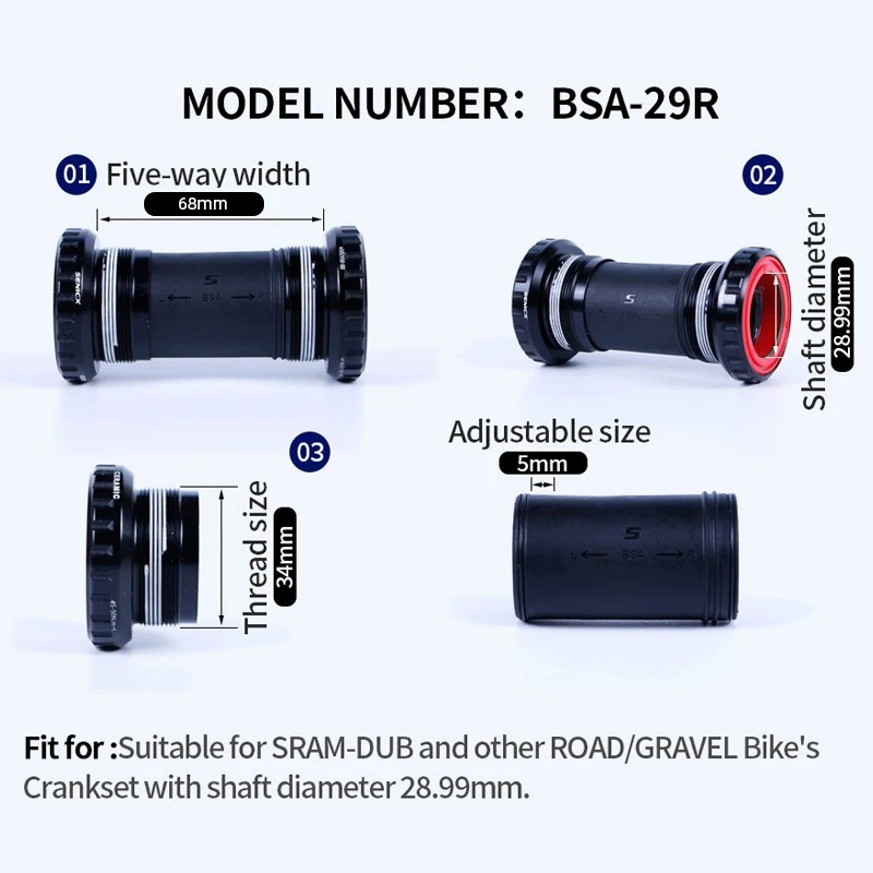 SENICX BSA Ceramic Central Movement - Fit for SRAM / DUB Road Bike Bicycle Accessories