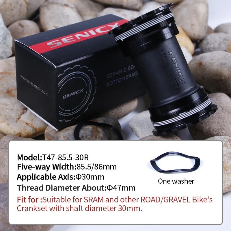 SENICX Bottom Bracket T47 BB Ceramic 85.5mm - Fit for SRAM BB386 EVO 30 Bicycle Crank