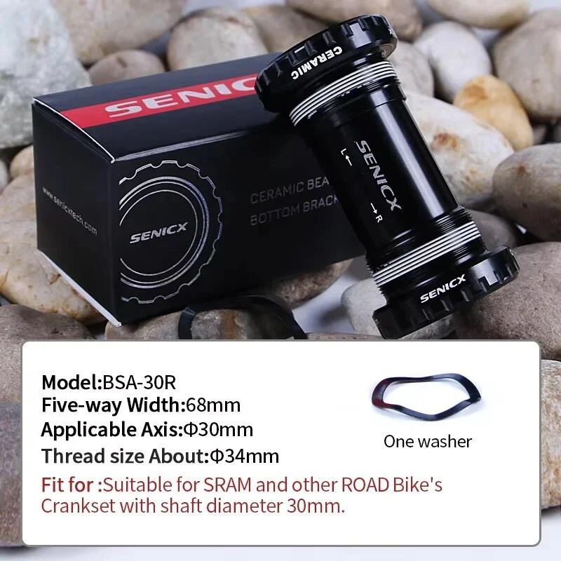 SENICX BSA30 Bottom Bracket Ceramic Bearing BB for 68mm Road Bicycle Suitable for SRAM Crankset Universal Bike Central Movement