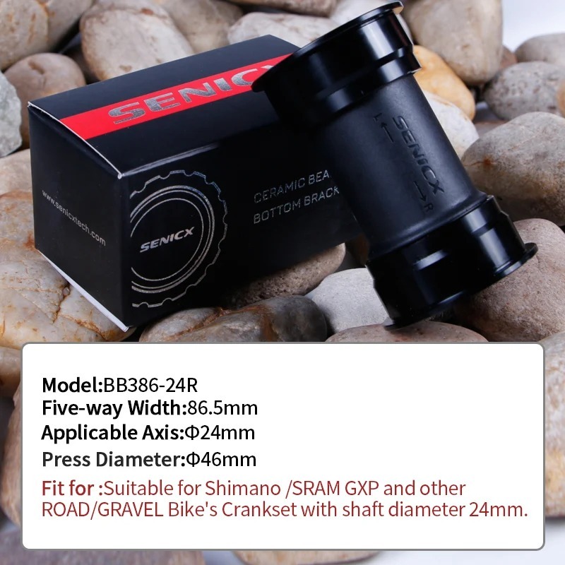 SENICX Ceramic BB386 Press Fit Road Bicycle Bottom Bracket - Fit for Shimano 24mm Crank