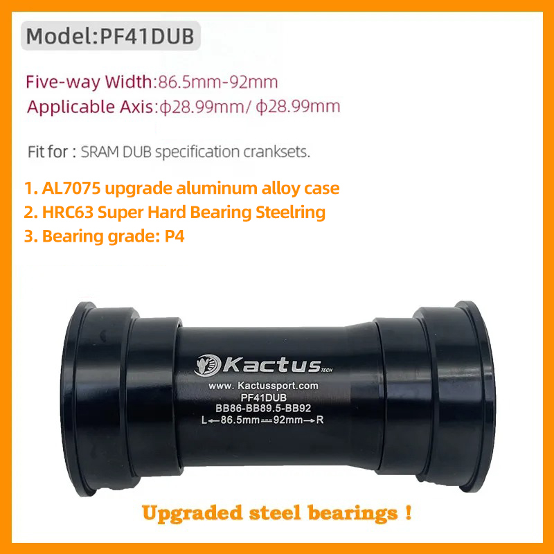 KACTUS Upgraded Steel Bearing PF41 Bottom Brackets - for SRAM DUB BB86 Road MTB Bike Parts