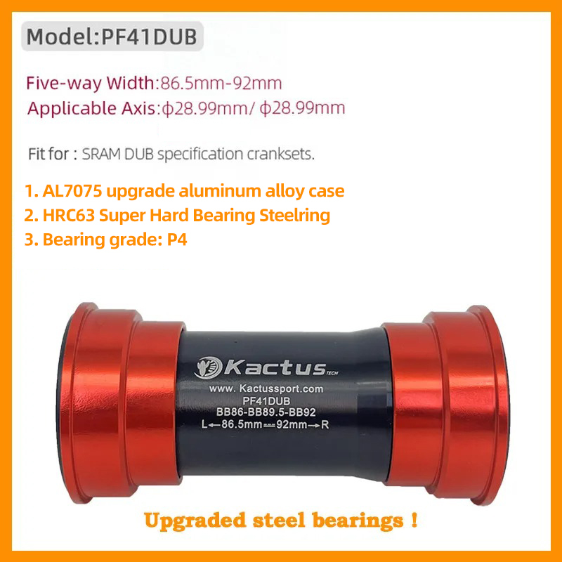 KACTUS Upgraded Steel Bearing PF41 Bottom Brackets - for SRAM DUB BB86 Road MTB Bike Parts