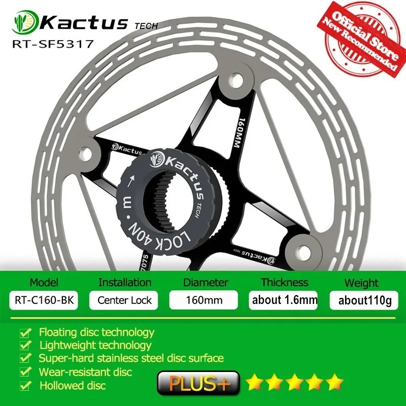 KACTUS TECH Upgrade 160mm Center Lock Bicycle Disc Brake - for Both Road/MTB Float Rotor