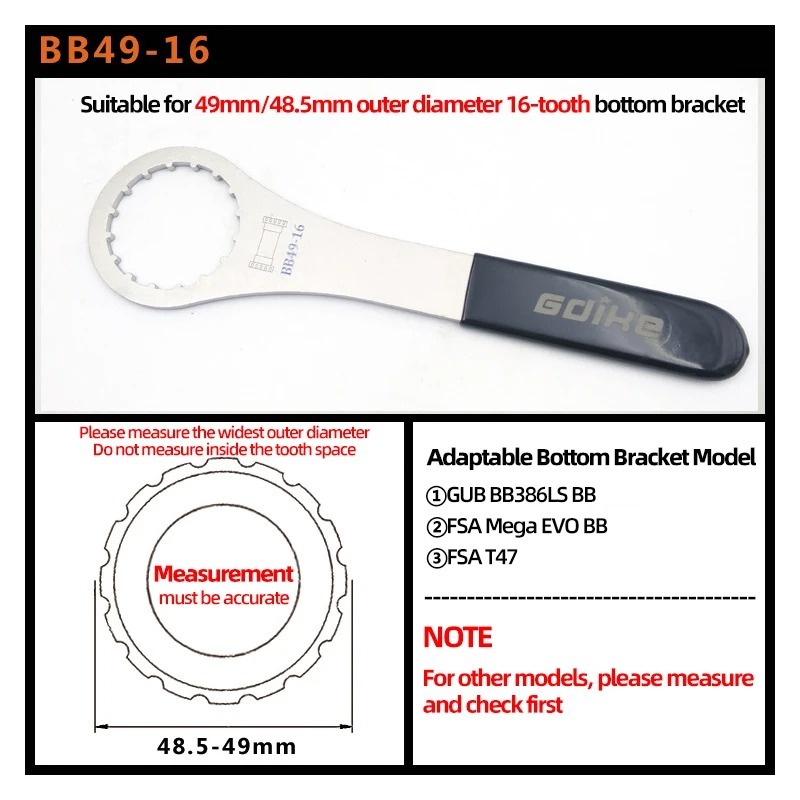 Bottom Bracket BB49-16 Notch Wrench Bicycle Repair Tool KACTUS BB386 Thread Bottom Bracket BB Tools for FSA MEGA EVO T47