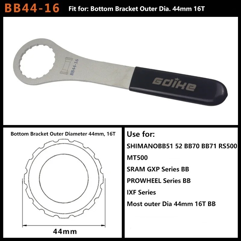 Bottom Bracket Tool 44-16 notch BB Wrench - Fit for Shimano BSA24 and KACTUS BSA24