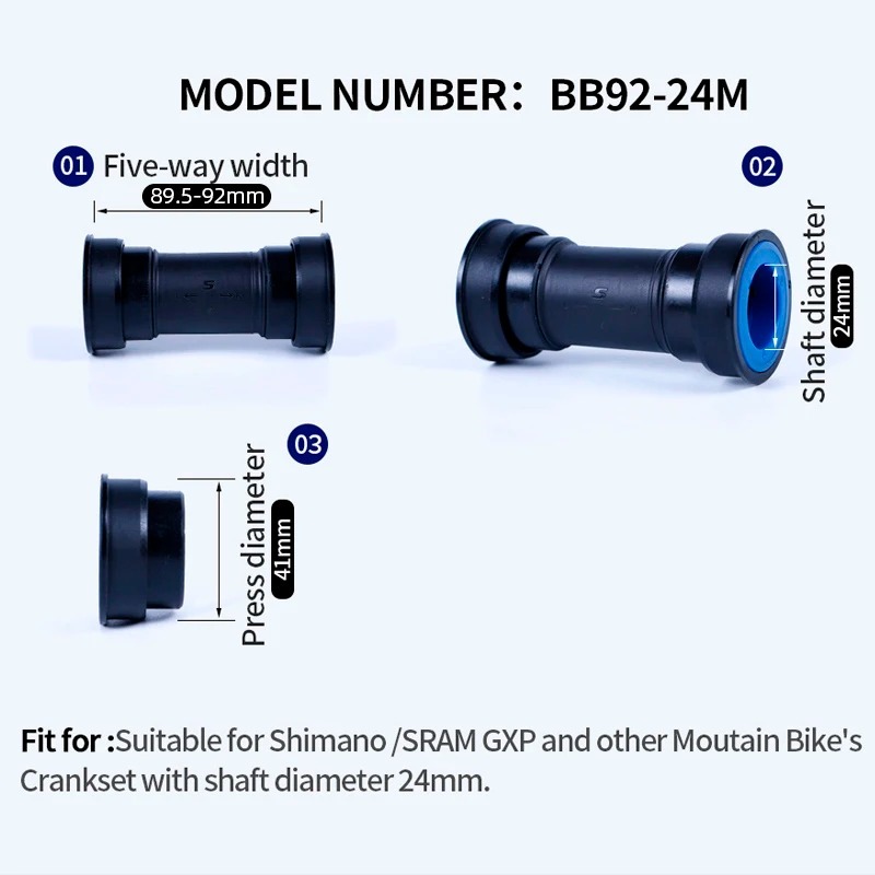 SENICX BB92 Ceramic Bottom Bracket Press Fit - Fit for Shimano / SRAM GXP Mtb Crankset