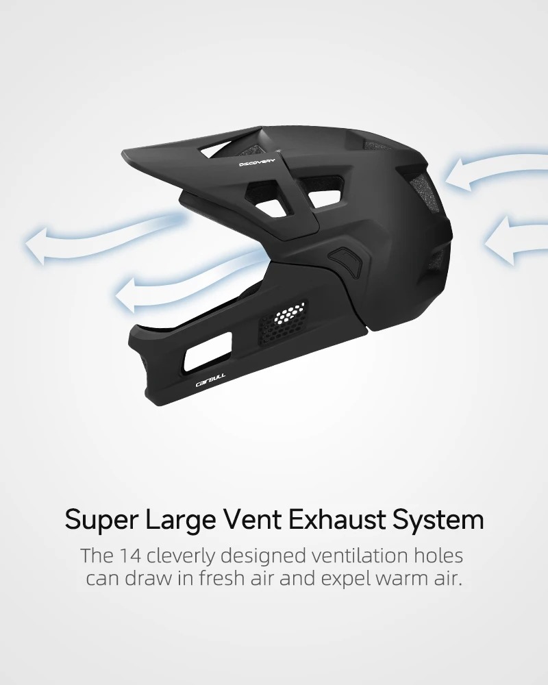 14 large air vents airflow system for Carbull MTB helmet, internal air circulation demonstration