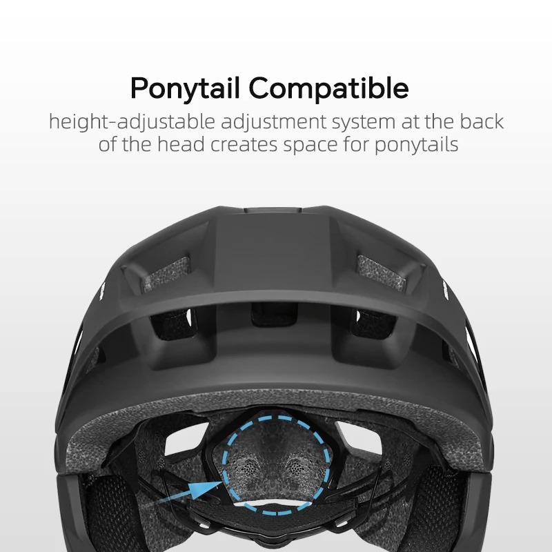 Rear adjustable fit system design compatible with ponytail for women cyclists MTB helmet