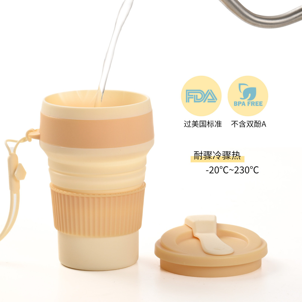 Portable silicone foldable water cup with thermal protection function