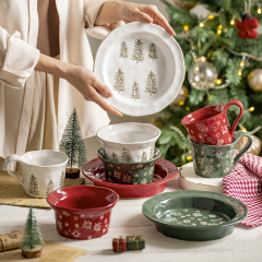 3pcs Christmas Cutlery Embossed Plate, Snowflake Steak Western Plate, Creative Simple Ceramic Dessert Dinner Set