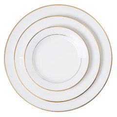Gold Rimmed Ceramic Plate European Style Steak Plate Porcelain Hotel Dinner Plate Western Cuisine Serving Plate