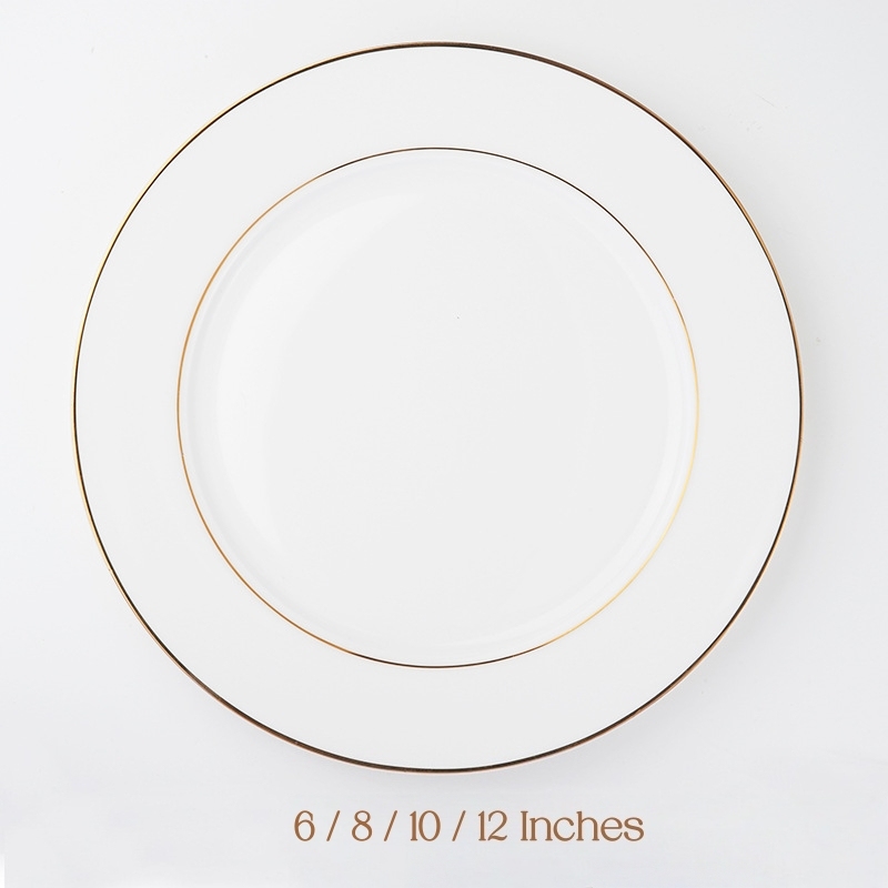 Gold Rimmed Ceramic Plate European Style Steak Plate Porcelain Hotel Dinner Plate Western Cuisine Serving Plate
