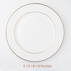 Gold Rimmed Ceramic Plate European Style Steak Plate Porcelain Hotel Dinner Plate Western Cuisine Serving Plate