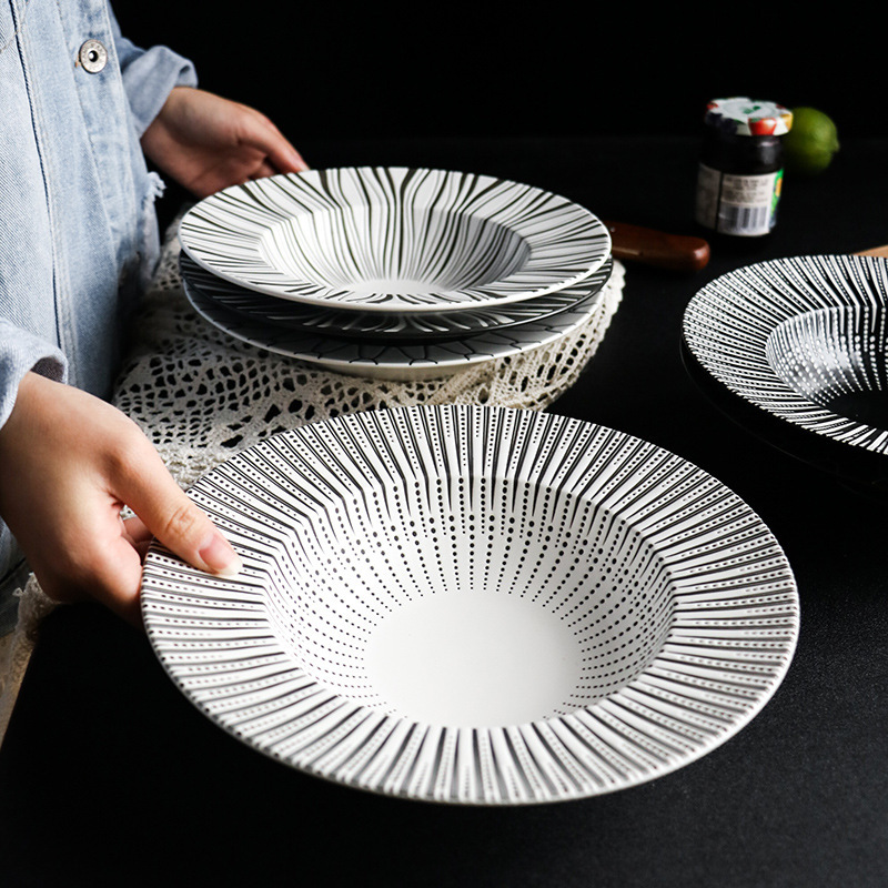 Ceramic Western Deep Plate Dish Pasta Dish Restaurant Cafe Dish Saucer Soup Plate Pasta Bowl Salad Hat Plate Tableware