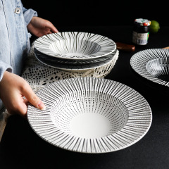 Ceramic Western Deep Plate Dish Pasta Dish Restaurant Cafe Dish Saucer Soup Plate Pasta Bowl Salad Hat Plate Tableware