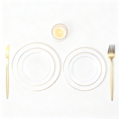 Gold Rimmed Ceramic Plate European Style Steak Plate Porcelain Hotel Dinner Plate Western Cuisine Serving Plate