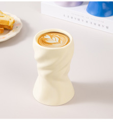 Creative Handcrafted Ceramic Ruffled Mug, Wind Coffee Mug, Handheld Cup