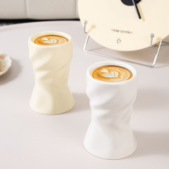 Creative Handcrafted Ceramic Ruffled Mug, Wind Coffee Mug, Handheld Cup