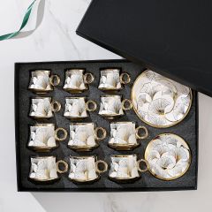 ceramic coffee cup, gold-plated 12-cup saucer, 24-piece ceramic coffee cup set gift box