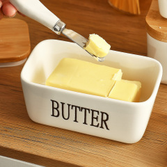Ceramic butter box storage box with lid, European-style household cheese sealed preservation box, kitchen storage box