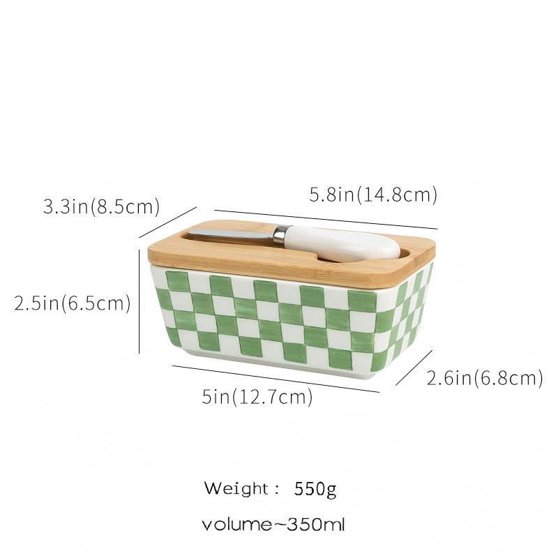 Ceramic butter box storage box with lid, European-style household cheese sealed preservation box, kitchen storage box