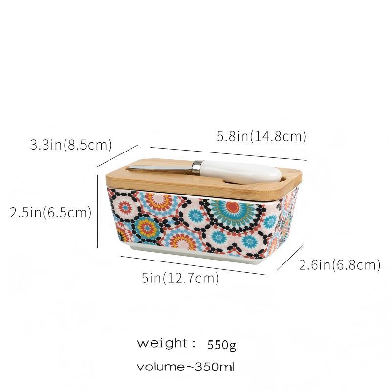 Ceramic butter box storage box with lid, European-style household cheese sealed preservation box, kitchen storage box