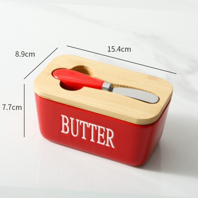 Ceramic butter box storage box with lid, European-style household cheese sealed preservation box, kitchen storage box