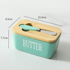 Ceramic butter box storage box with lid, European-style household cheese sealed preservation box, kitchen storage box