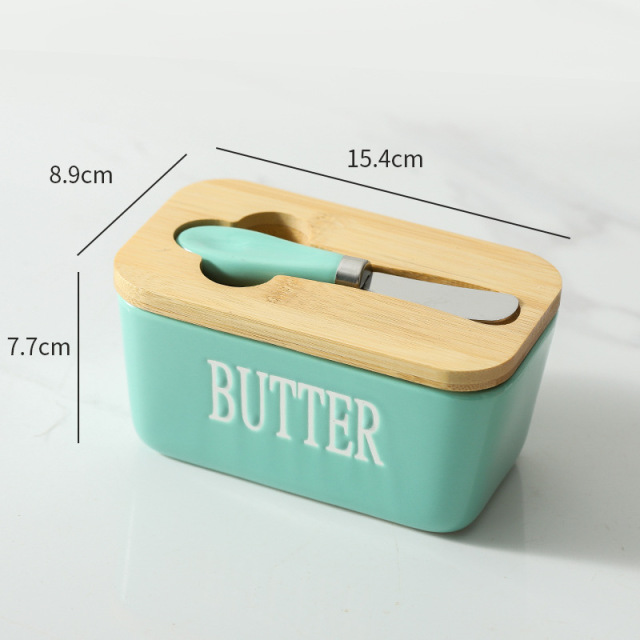 Ceramic butter box storage box with lid, European-style household cheese sealed preservation box, kitchen storage box