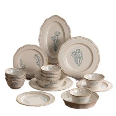 Wedding Vintage French-style Rose Underglaze Ceramic Dinnerware Set