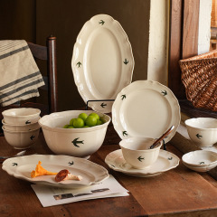 Custom Logo Home Retro Swallow Ceramic Bowl and Plate Set