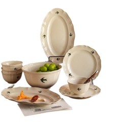 Custom Logo Home Retro Swallow Ceramic Bowl and Plate Set