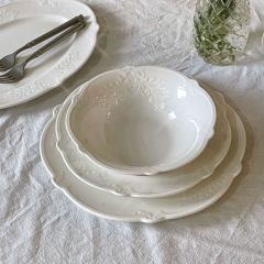 French embossed patterned ceramic dinner plate, vintage ceramic lace plate, ceramic plate, steak plate, dessert plate