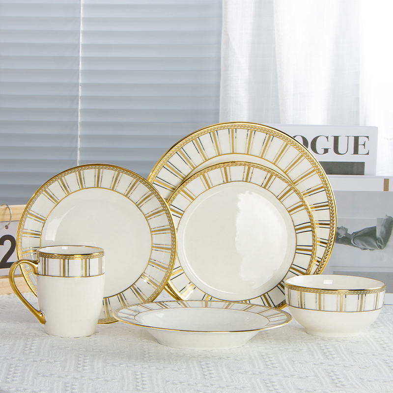 Middle Eastern Custom Gold Pattern Ceramic Dinnerware Set