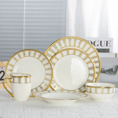 Middle Eastern Custom Gold Pattern Ceramic Dinnerware Set