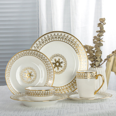 Middle Eastern Custom Gold Pattern Ceramic Dinnerware Set