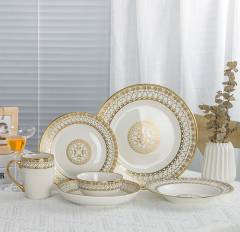 Middle Eastern Custom Gold Pattern Ceramic Dinnerware Set