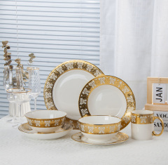 Middle Eastern Custom Gold Pattern Ceramic Dinnerware Set