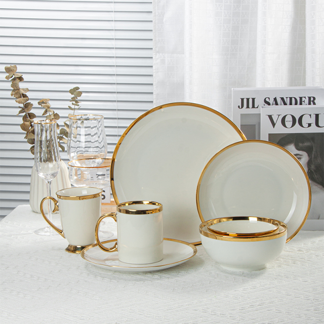 Middle Eastern Custom Gold Pattern Ceramic Dinnerware Set
