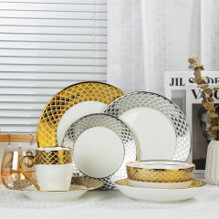 Middle Eastern Custom Gold Pattern Ceramic Dinnerware Set