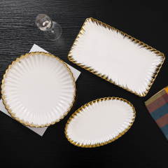 Custom Wedding Use Matte Gold Ceramic Dinner Plate