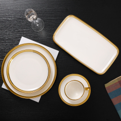 Custom 6pcs Wedding Use Matte Gold Ceramic Tableware Set