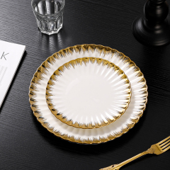Custom Wedding Use Matte Gold Ceramic Dinner Plate