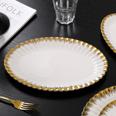 Custom Wedding Use Matte Gold Ceramic Dinner Plate