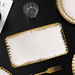 Custom Wedding Use Matte Gold Ceramic Dinner Plate