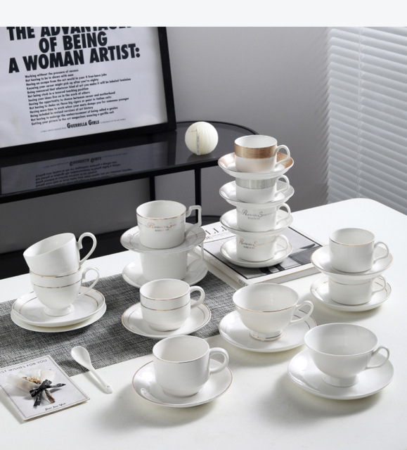 custom logo high quality coffee cup and saucer set